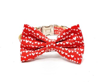 Heart Dog Bow Tie - Removable Bow Tie for Dog Collar - Hearts Dog Accessory - love Bow Tie - Detachable Dog Bow Tie -Valentine’s day Bow Tie
