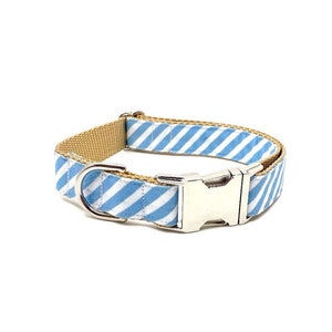 Maui Stripe Dog Collar, Blue Horizontal Stripe Collar, All season collar, Summer collar, Spring Collar, Preppy Dog collar, Boy Dog collar