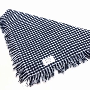 Black and White Checkered Fringe Dog Bandana - Black Plaid Bandana - Fall Dog Bandana - Fringe Dog Bandana - Black and White Plaid Pattern image 3