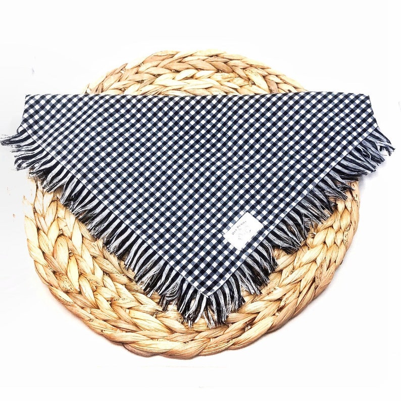 Black and White Checkered Fringe Dog Bandana - Black Plaid Bandana - Fall Dog Bandana - Fringe Dog Bandana - Black and White Plaid Pattern image 6