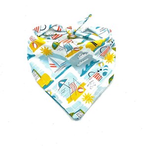 Beach Dog Bandana, Summer Bandana, Girl Dog, Boy Dog, Sun Bandana, Boho Dog Bandana, Ocean, Sailboat, Triangle Bandana, Dog Accessory