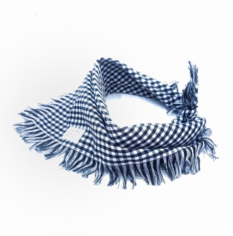 Black and White Checkered Fringe Dog Bandana - Black Plaid Bandana - Fall Dog Bandana - Fringe Dog Bandana - Black and White Plaid Pattern image 2