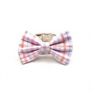 Pastel Plaid Dog Bow Tie, Removable Bow Tie for Dog Collar, Plaid Dog Accessory, Check Bow Tie, Spring Dog Bow Tie, Summer Bow Tie, Preppy