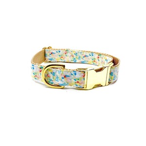 Pastel Dots Dog Collar - Spring/Summer Dog Collar - Brass Hardware - Gold Buckle - Earth Tones Collar - Easter Collar - boho dog collar