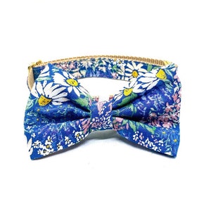Blue Flower Meadow Dog Bow Tie - Removable Bow Tie for Dog Collar - Dog Accessory - Flower Bow Tie - Detachable - Spring/Summer Dog Bow Tie