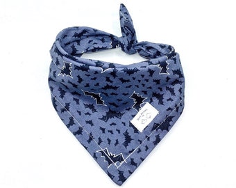 Halloween Bats Dog Bandana - Glow in the Dark Dog Bandana - Spooky Bandana - Black and Gray Triangle Dog Bandana - Festive Dog Bandana