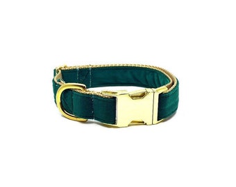 Green Velvet Dog Collar, Fall Collar, Winter Dog Collar, Christmas Dog Collar, Boy Dog, Girl Dog, Velvet Collar, Holiday Dog Collar, Festive