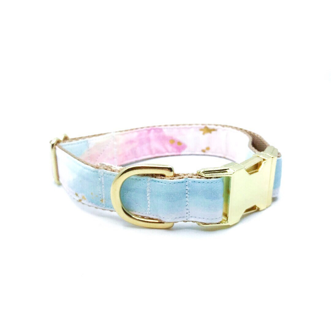 Tie Dye Dog Collar Summer Dog Collar Tie Dye Sky With Gold Stars Dog