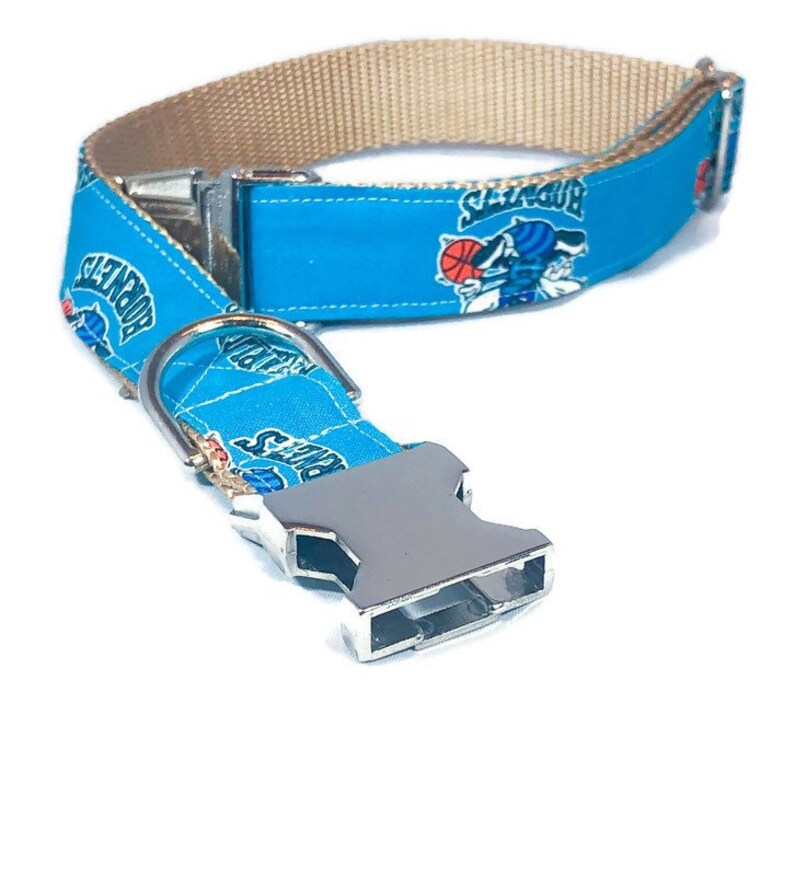 Charlotte Hornets Dog Collar - Hornets - North Carolina Collar - NBA Dog Collar - Silver Buckle - Nickel Hardware - Basketball Collar image 2