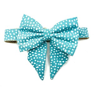 Turquoise Polka Dot Dog Bow, Removable Bow for Dog Collar, Girl Dog Accessory, Blue Dot Sailor Bow, Detachable, Spring/Summer, Dog Wedding