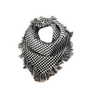 Black and White Checkered Fringe Dog Bandana - Black Plaid Bandana - Fall Dog Bandana - Fringe Dog Bandana - Black and White Plaid Pattern image 7