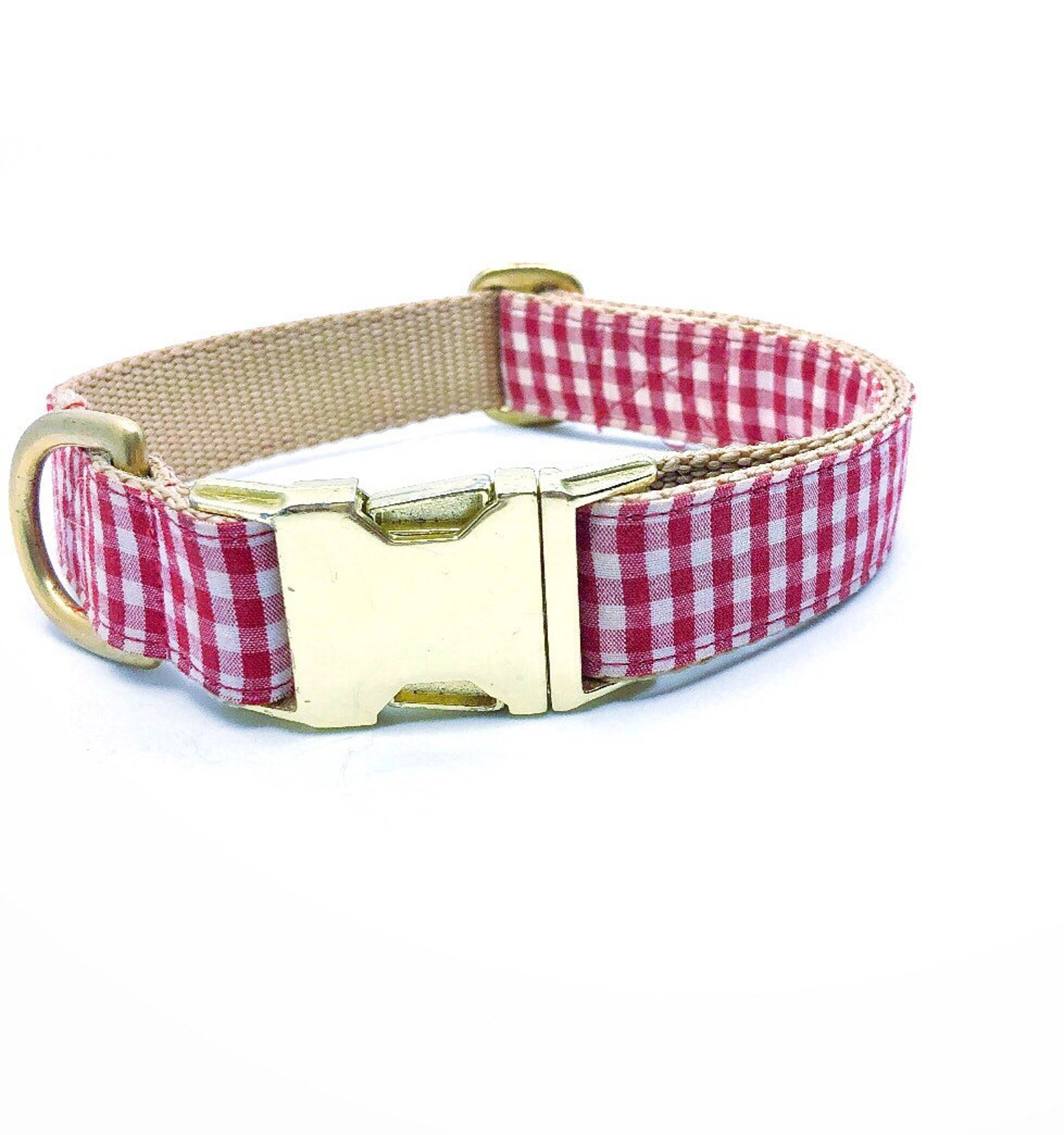 Red and White Checkered Dog Collar Fall Dog Collar Etsy