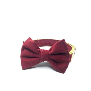 Red Velvet Dog Bow Tie, Removable Bow Tie for Collar, Christmas Dog Accessory, Boy Dog accessory, Detachable, Velvet Bow Tie, Festive