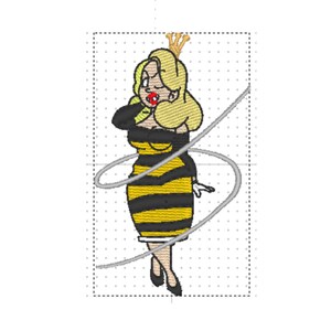 Manchester Bee Worker Queen Bee Mancunian Manc Avatar Cartoon  - Machine Embroidery Design - INSTANT DOWNLOAD