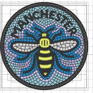 Mosaic Manchester Bee Worker Bee Mancunian Manc Badge Tribute - British - Machine Embroidery Design - INSTANT DOWNLOAD