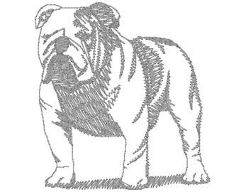 Machine Embroidery Design -  Bulldog Outline - Dog -  INSTANT DOWNLOAD