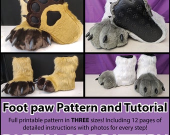 Fursuit Foot Paw Pattern and Tutorial with Lining +CLAWS!