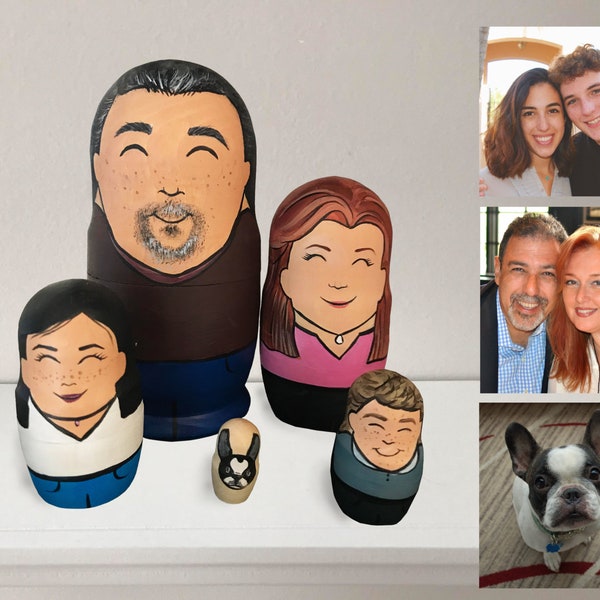 Muñecas rusas de madera pintadas a medida