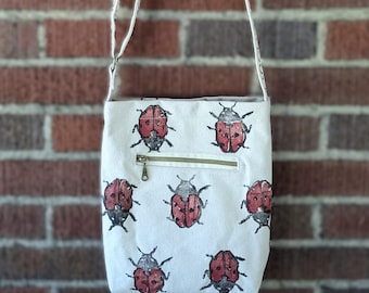 Ladybug Block Printed Crossbody Purse
