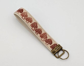 Mushroom Block Printed Key Fob Wristlet