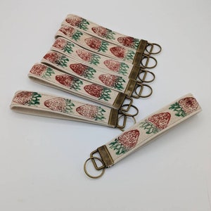 Strawberry Block Printed Key Fob Wristlet