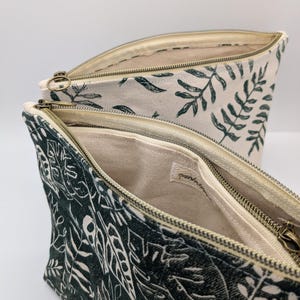 Botanical Hand Printed Zippered Pouch