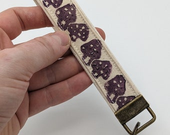 Mushroom Block Printed Key Fob Wristlet