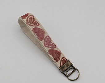Heart Block Printed Key Fob Wristlet