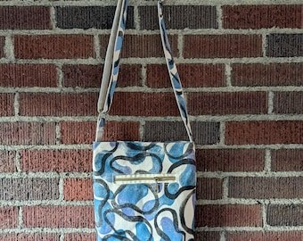 Blue Purple Blobs Printed Crossbody Purse