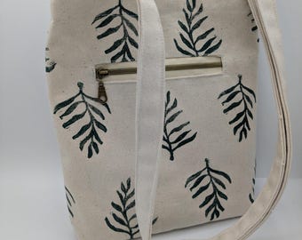 Fern Botanical Block Printed Crossbody Purse