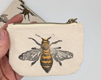 Bee Handprinted Mini Zip Pouch