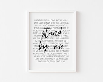 Stand By Me Lyrics Etsy Stand By Me Lyrics Etsy