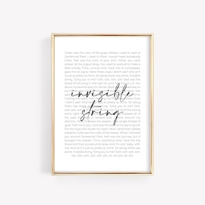 Unsichtbarer String Druck | Digitaler Download | Songtexte Print | Musik-Druck | Songtext Kunst | Poster | Wandkunst | Druckbar