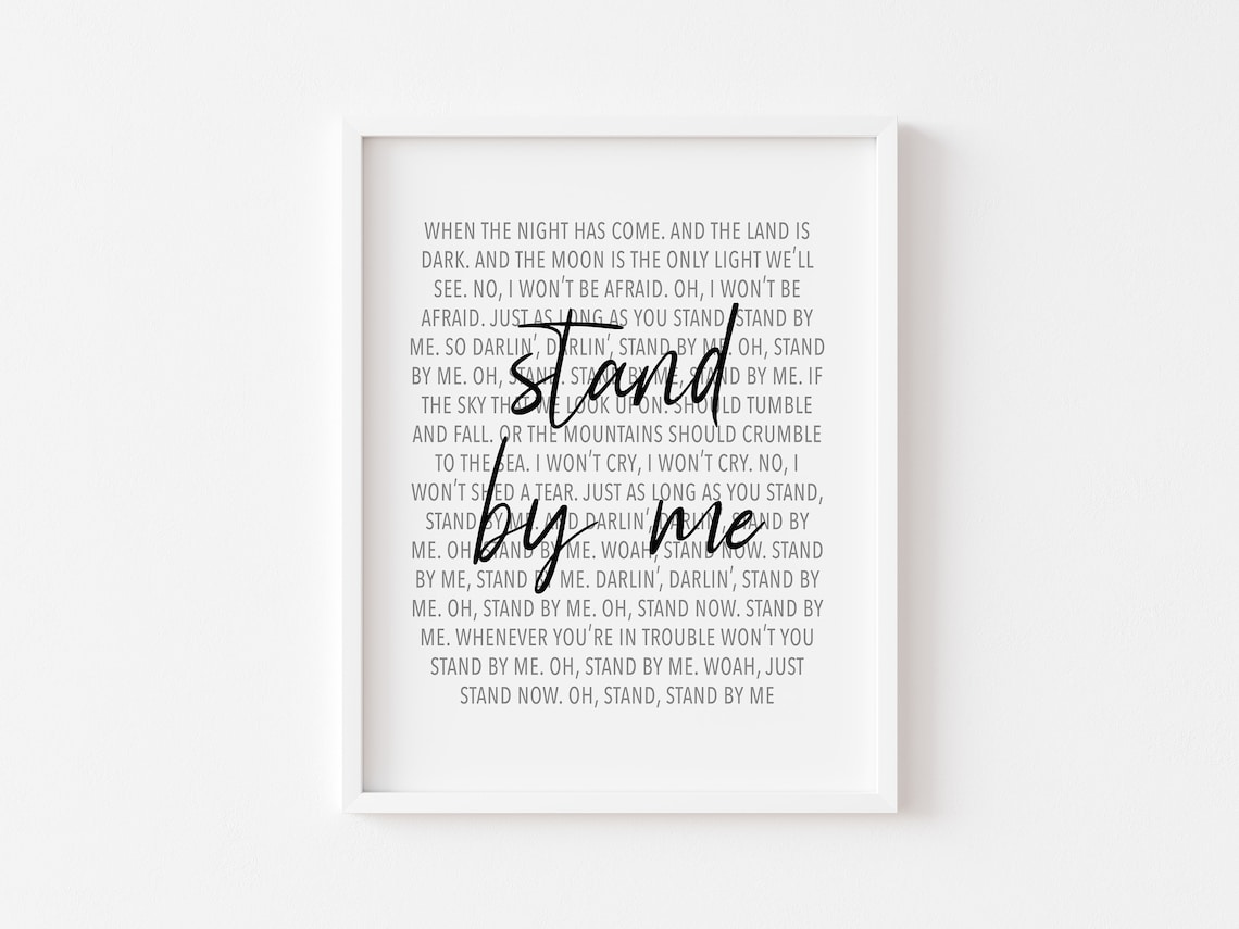Stand by Me Lyrics Print Digital Download Lyrics Print Song Lyrics Poster Music Print Wall Art