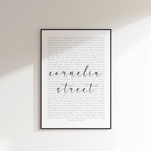 Cornelia Street Print | Digital Download | Song Lyrics | Lover Print | Music Print | Wall Art | Poster | Lyrics Art