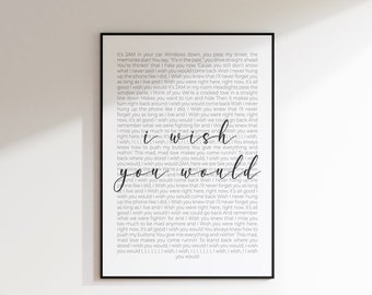 I Wish You Would Song Print | Digital Download | Song Lyrics Print | Girly Pop | Poster