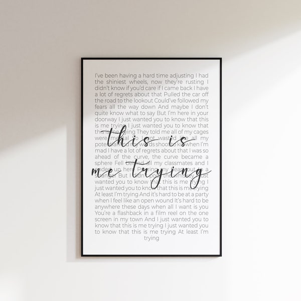 Impression de chanson C'est moi qui essaye | Téléchargement numérique | Impression de paroles de chanson | Art mural | affiche | Illustrations pour paroles | Imprimable