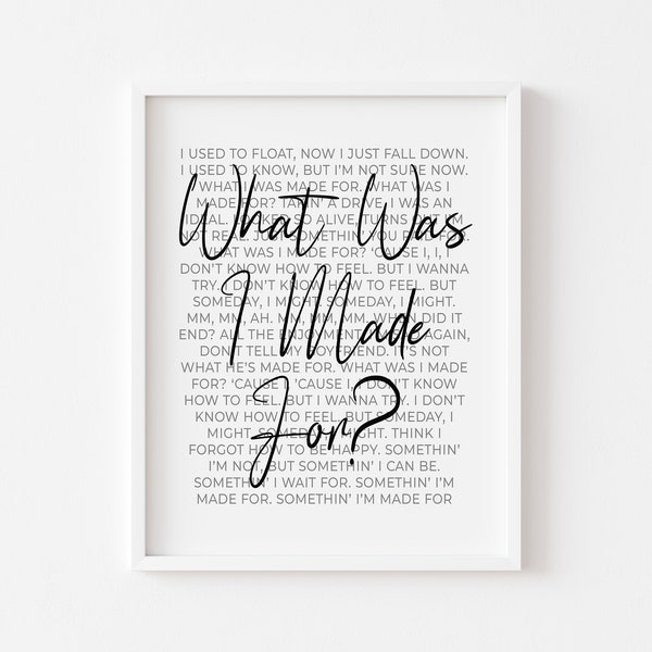 What Was I Made for Lyrics - Etsy