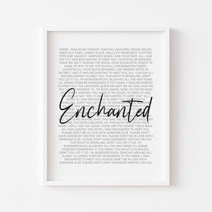 Enchanted Taylor Swift Watercolor Lyric Wall Art, Speak Now Quote