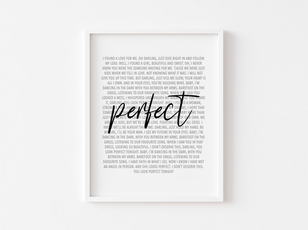 Perfect Print // Digital Download // Song Lyrics Print // Song Lyrics Poster // Wedding Gift ...