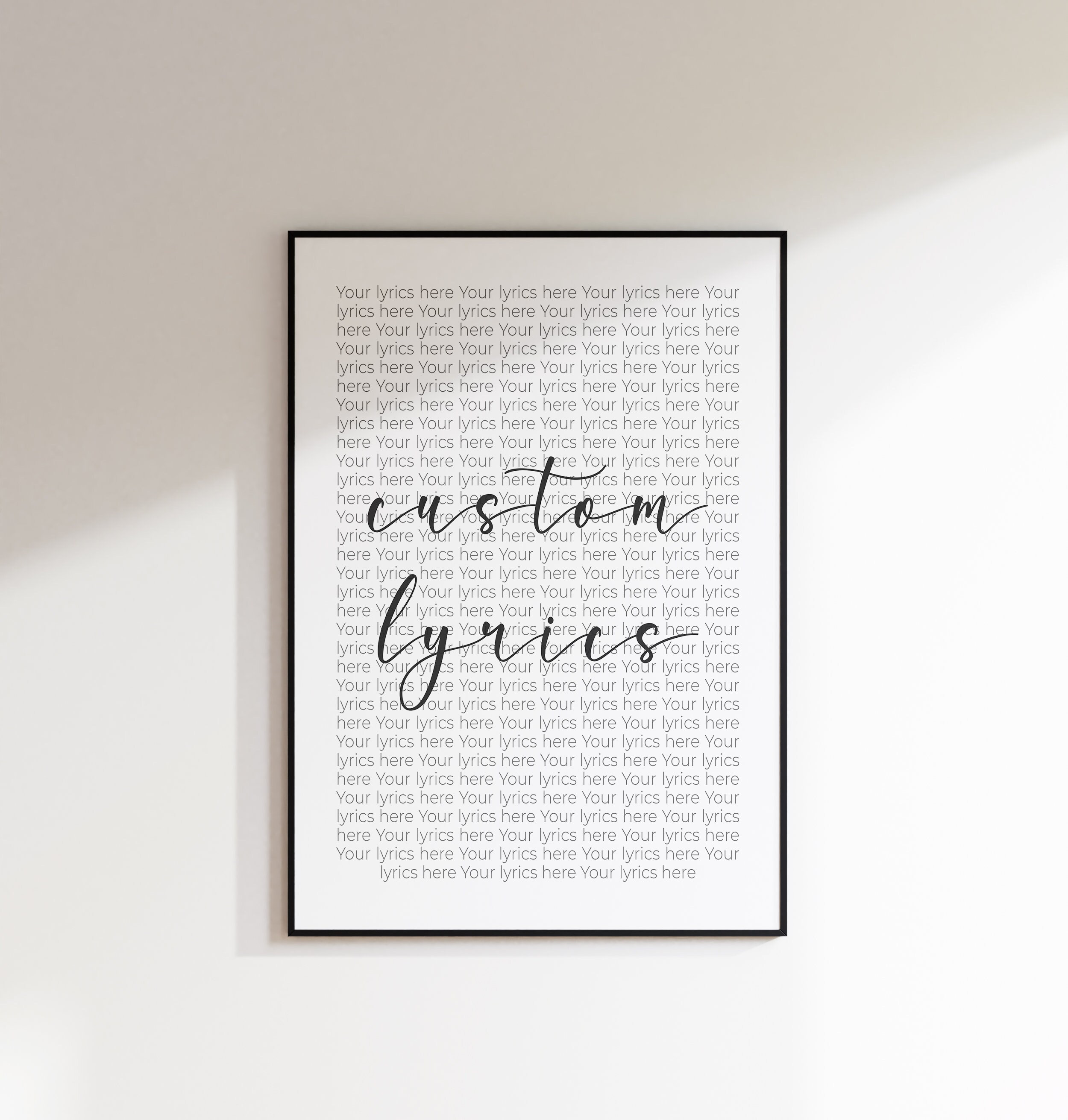 Custom Lyrics Print | Digital Download | Personalised | Custom Print | Music Print | Personalised Gift | Poster | Wall Art