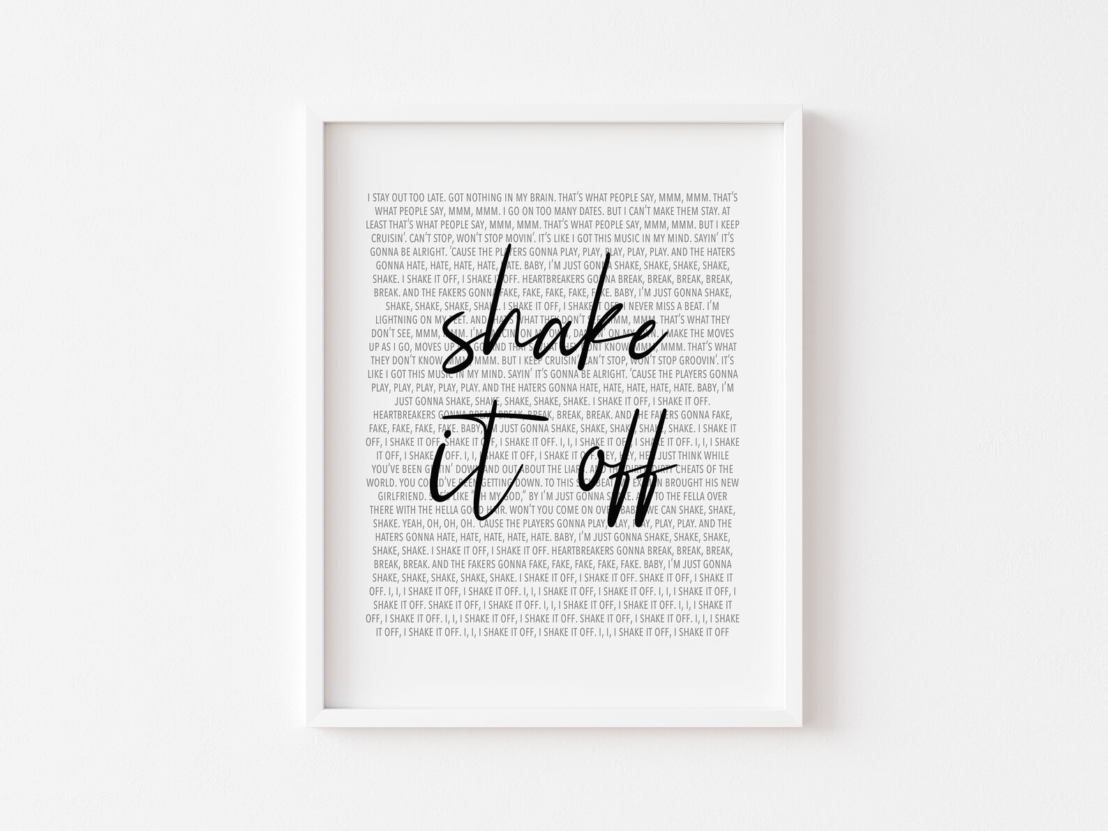 Shake It off Lyrics Print Digital Download Song Lyrics Print 1989 Print ...