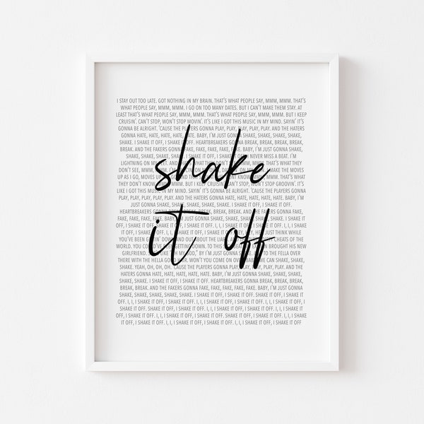 Shake It Off Lyrics Print | Digital Download | Song Lyrics Print | 1989 Print | Music Print | Lyrics Print | Poster