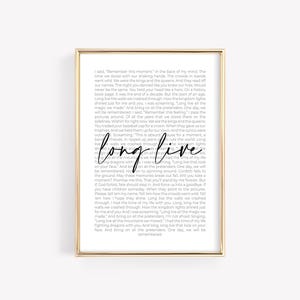 Long Live Song Print | Digital Download | Song Lyrics Print | Music Print | Lyrics Art | Gift | Poster | Wall Art