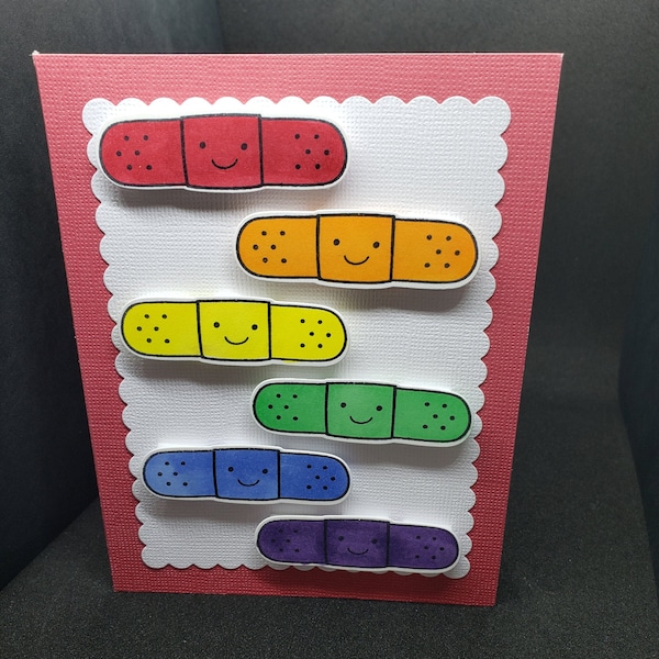 Get Well Card, Feel Better, Band Aids, Rainbow