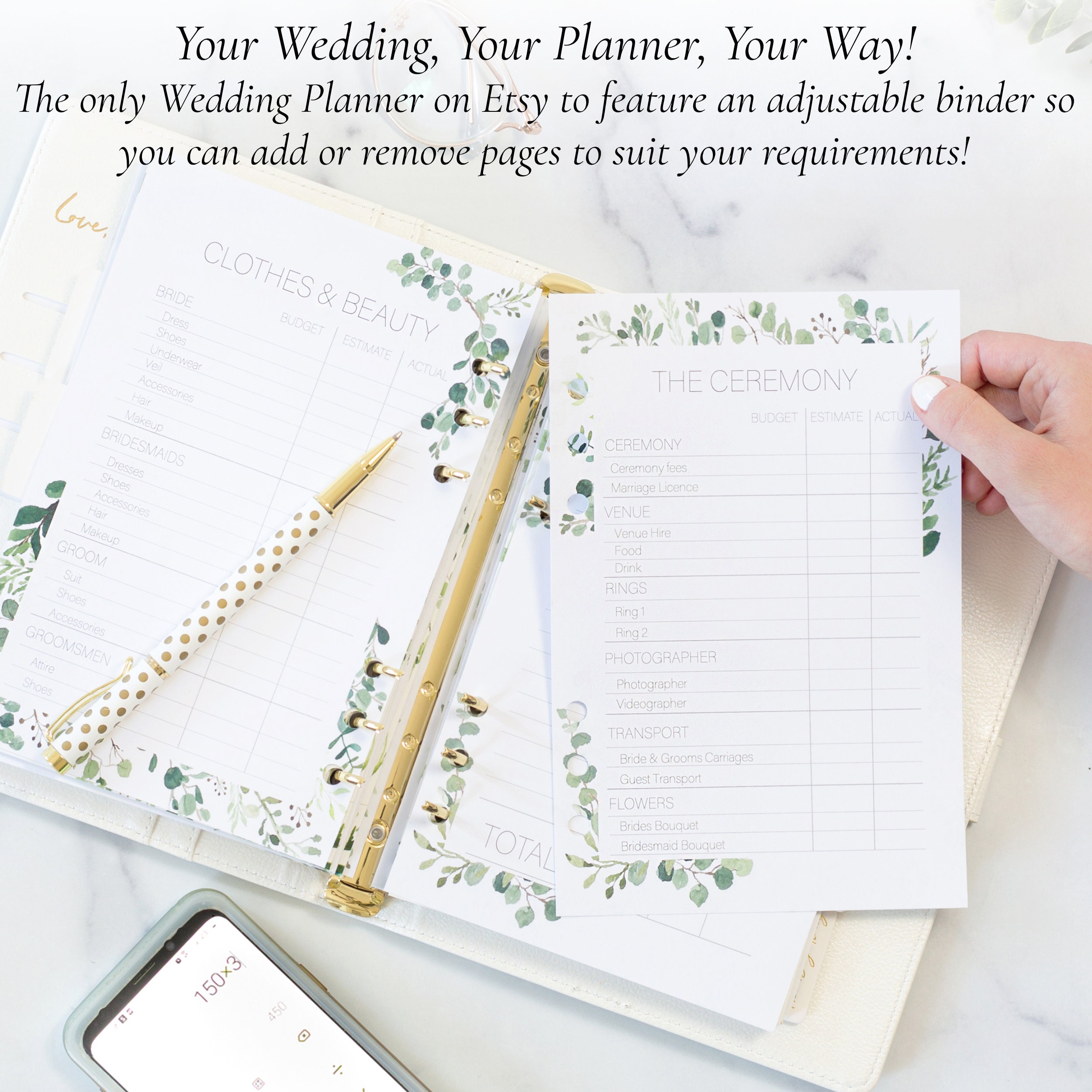 Comprehensive Wedding Planner Book and Organizer for The Bride - Linen Wedding Planning Book, Engagement Gifts for Women, Bride to Be Gifts, Wedding