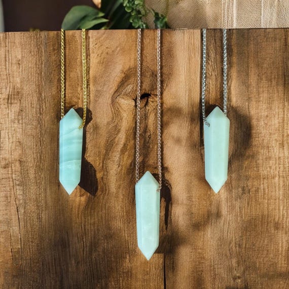 Pendentif Amazonite Cabochon Plaqué Argent - Pierre Naturelle Verte, Cadeau Anniversaire Fait Main