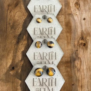Tiger’s Eye Round Gemstone Stud Earrings | Stud Earrings | Gemstone Earrings