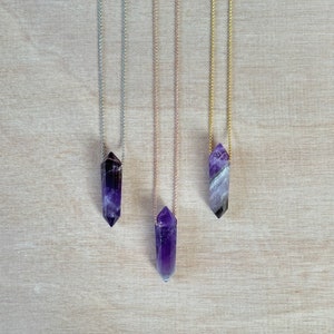 Amethyst Point Necklace | Crystal Gemstone Tower Pendant | Double Terminated Crystal | Amethyst Jewelry