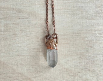 Quartz Pendant | Raw Quartz Point Pendant | Copper Electroformed Necklace | Layering Pendant